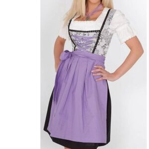 NWT – Dirndl in Violet, Silver, White – Size 48 (~XL/XXL)